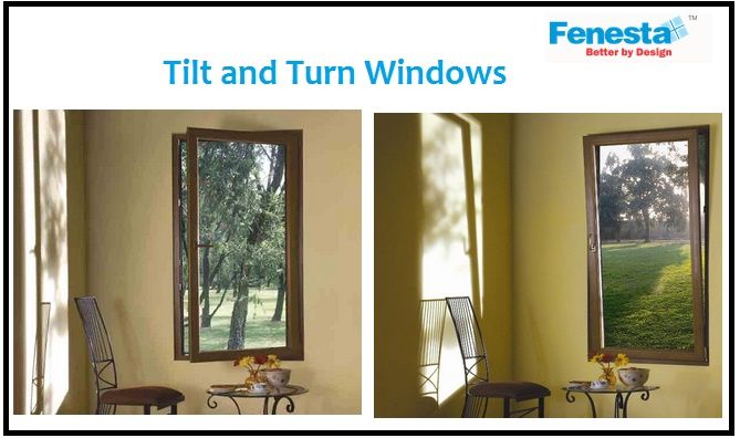 Fenesta tilt and turn window demonstrates dual functionality, showing both tilt and full open positions.